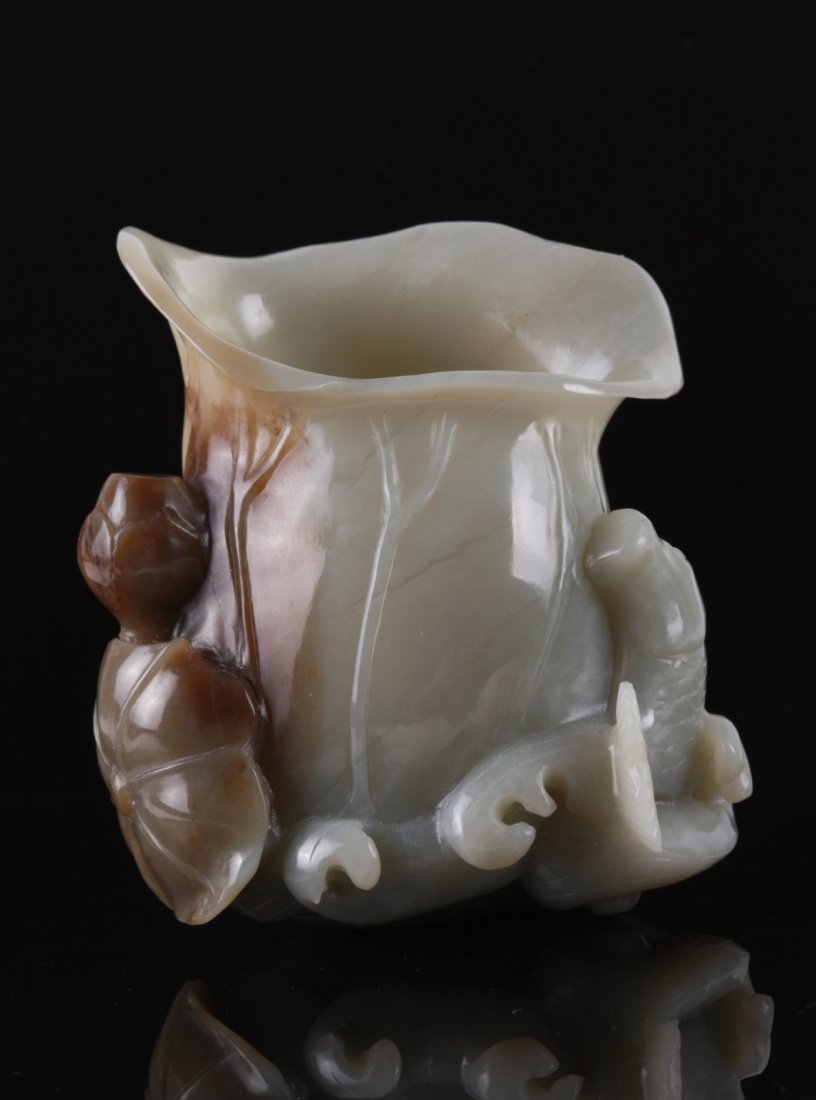 Chinese Jade Carved Lotus Vase