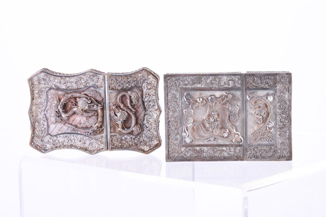 Two Pieces 19th C. CH Silver Filigree Card Cases: Two Pieces 19th C. CH Silver Filigree Card Cases Dimension: 3 1/2"L x 2 1/2"W & 4"L x 2 1/2"W