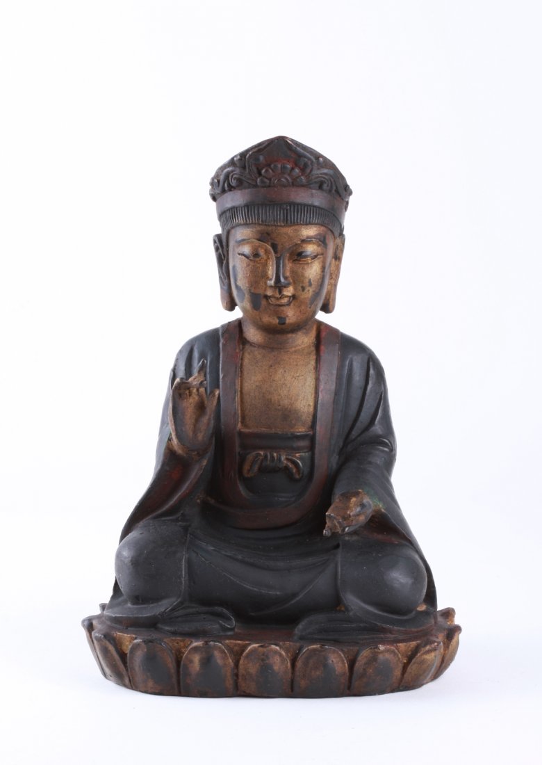 Chinese Bronze Seating GuanYin on Lotus Base: Chinese Bronze Seating GuanYin on Lotus Base Dimension: 8 1/4"H