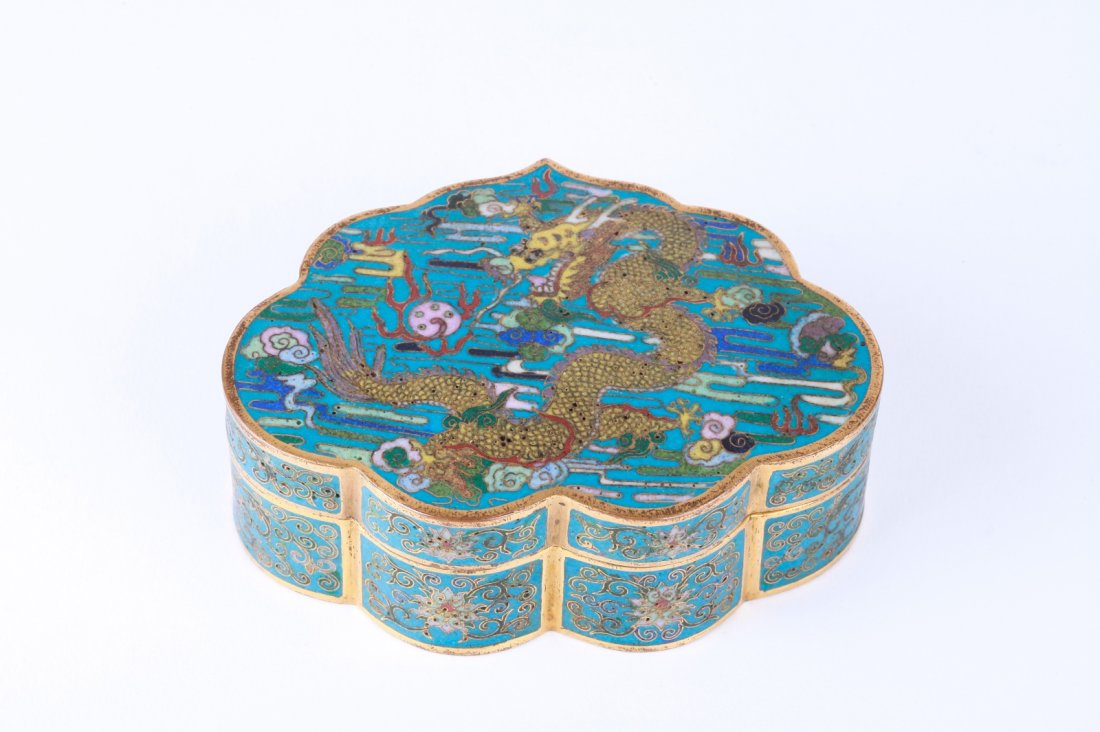 Chinese Cloisonne Enamel Dragon Jewelry Box: Chinese Cloisonne Enamel Dragon Jewelry Box, Mark on Bottom Dimension: 4 3/4"L x 3 1/2"W