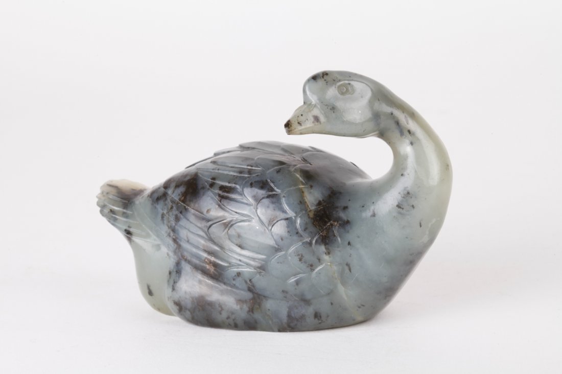 Chinese Jade Carved Goose: Chinese Jade Carved Goose Dimension: 5 1/4"L x 3 3/8"W