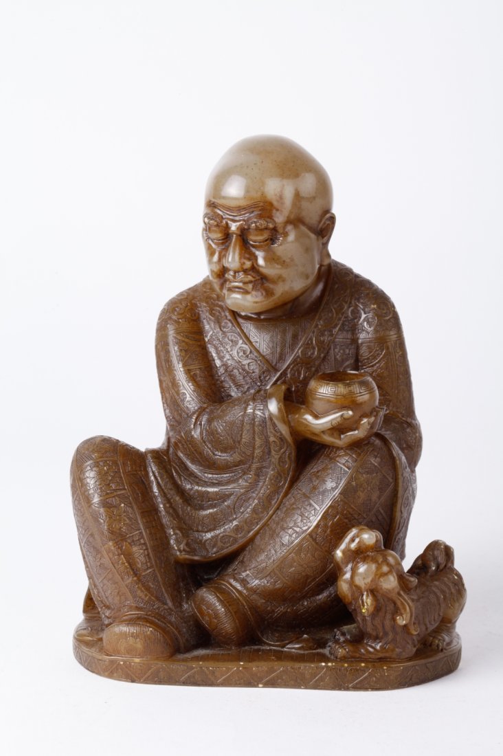 Chinese Soapstone Carved Luo Han: Chinese Soapstone Carved Luo Han Dimension: 7 1/4"H