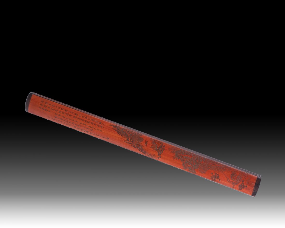 18/19th C. Chinese Bamboo Incense Container: 18/19th C. Chinese Bamboo Incense Container Dimension: 14 1/4"H