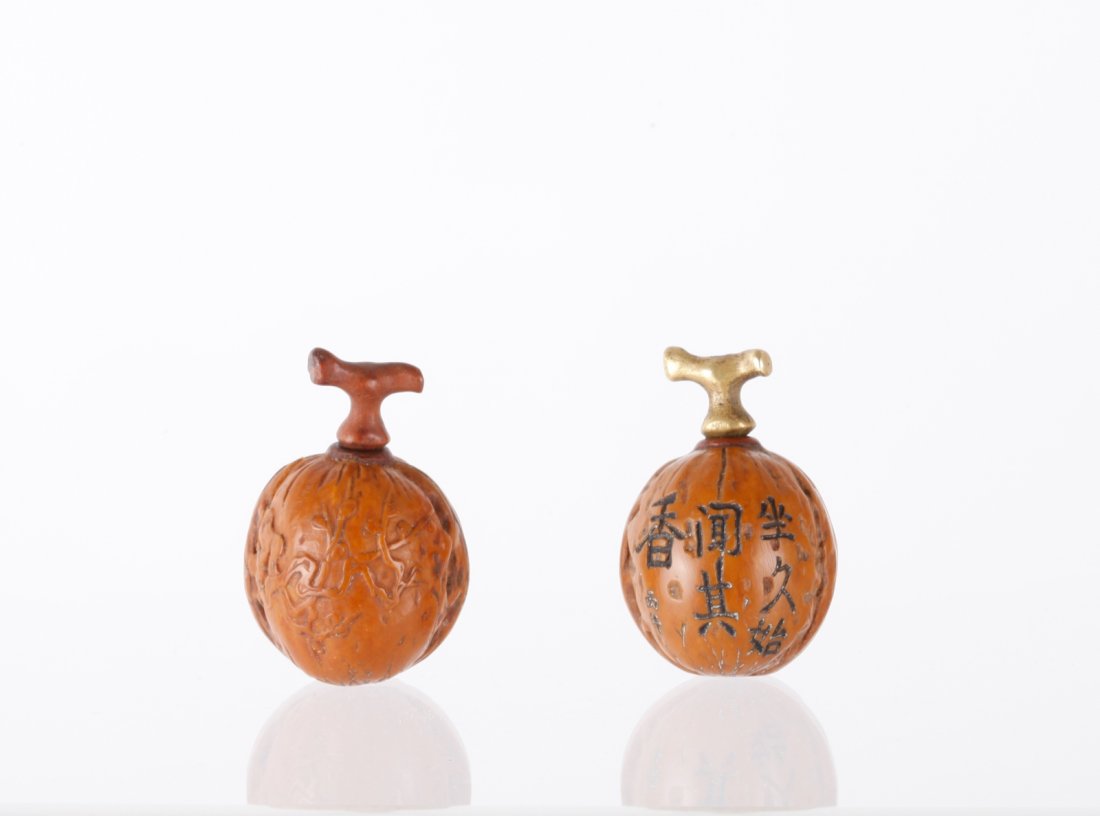 18/19th C. Pair of Chinese Walnut: 18/19th C. Pair of Chinese Walnut Dimension: 1 7/8"L