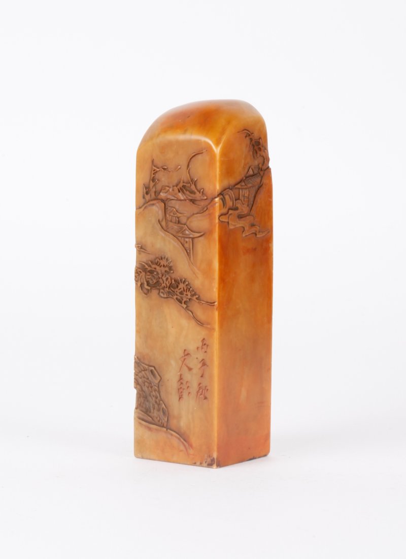 Chinese Soapstone Seal: Chinese Soapstone Seal Dimension: 4 3/8"L x 2 1/4"W