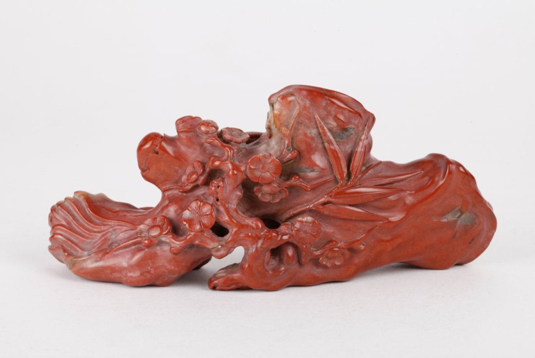 Chinese Soapstone Carved "3 Friends" Brush Rest: Chinese Soapstone Carved "Three Friends" Brush Rest Dimension: 6 1/2"L x 2 5/8"H