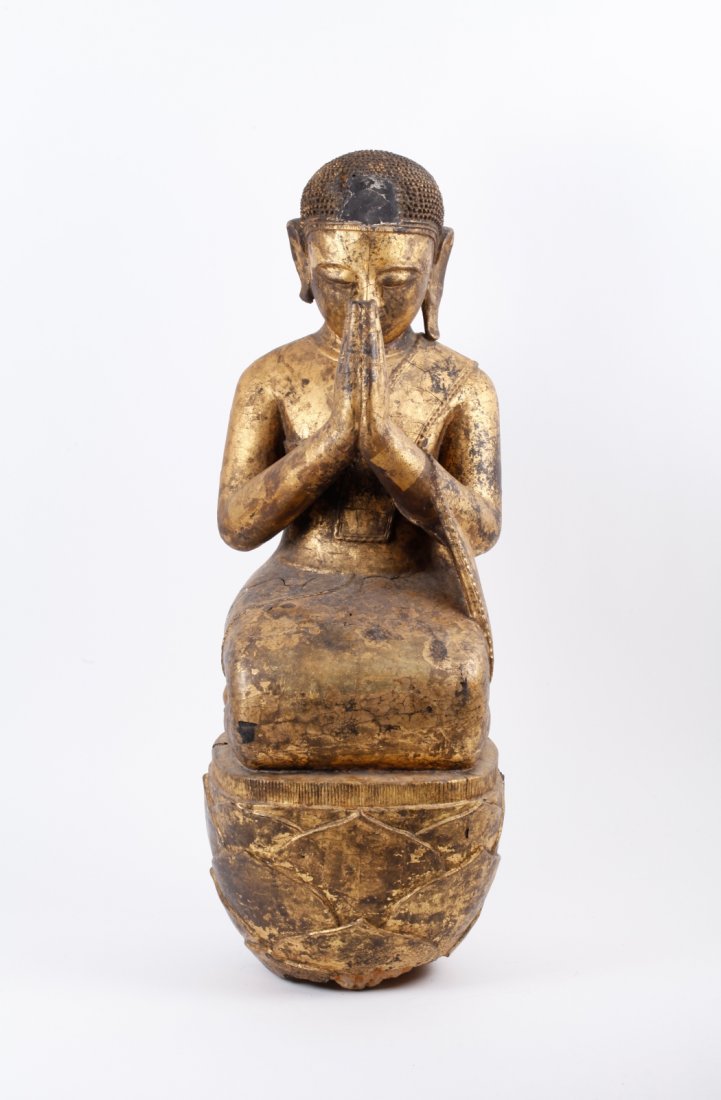 19th C. Gilt Japanese Seating Buddha: 19th C. Gilt Japanese Seating Buddha Dimension: 28"H