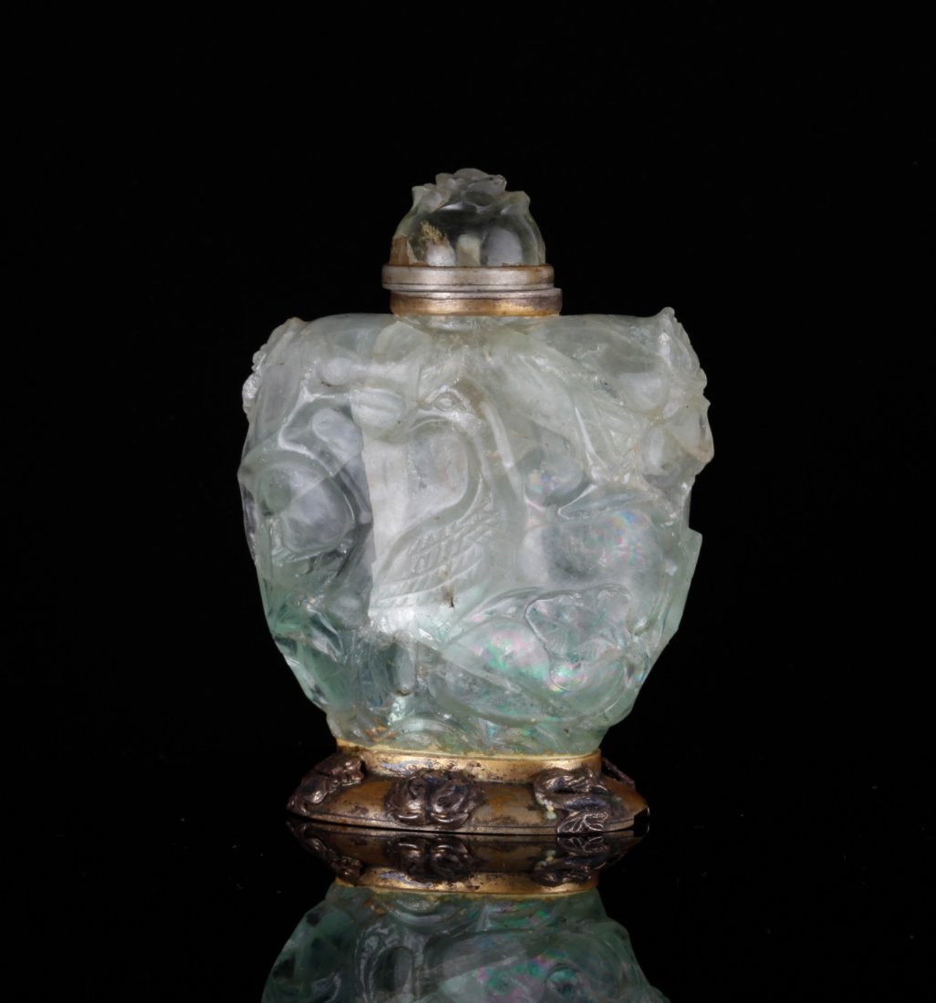 19th C. Chinese Aqua Marin Snuff Bottle: 19th C. Chinese Aqua Marin Snuff Bottle Dimension: 2 3/4"H