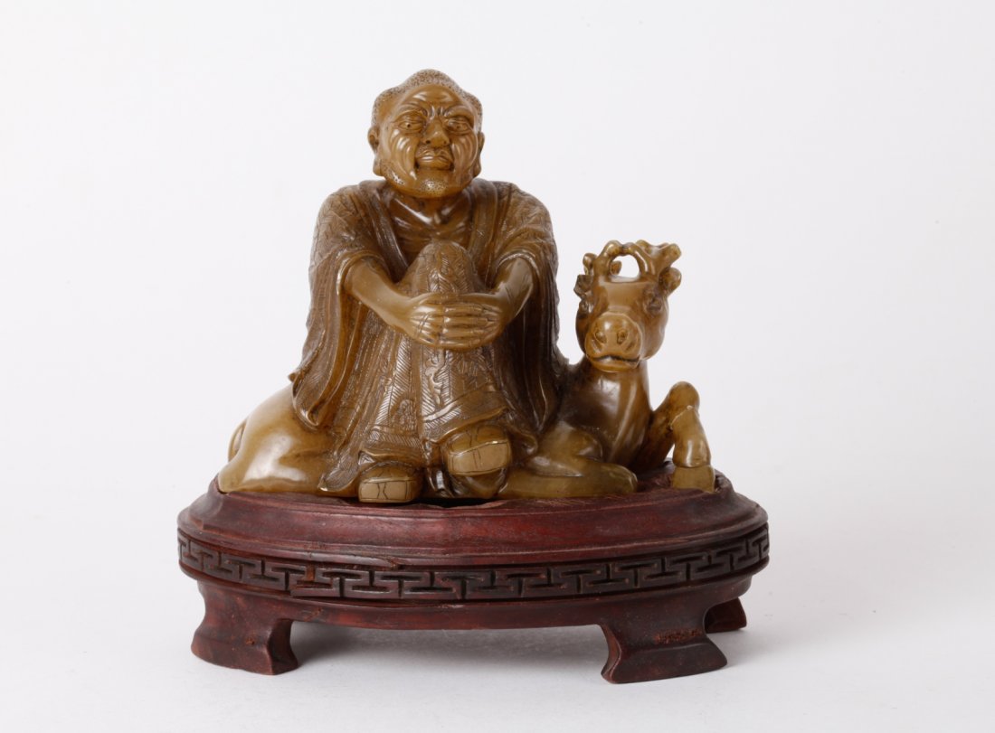 Chinese Soapstone Carved Luo Han, w/ Stand: Chinese Soapstone Carved Luo Han, w/ Stand Dimension: 5 1/8"H