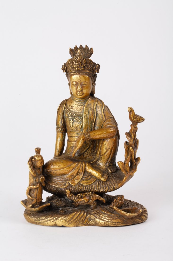 A Gilt Seating Buddha: A Gilt Seating Buddha Dimension: 7 1/2"H