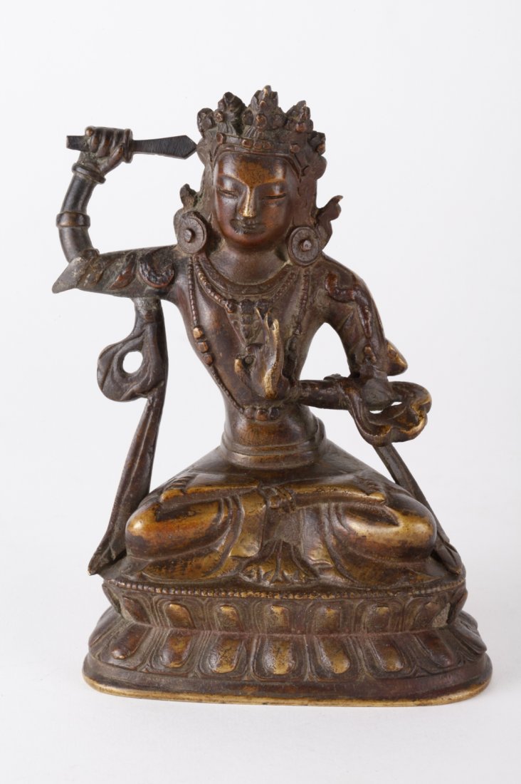 19th C. Tibetan Bronze Seating Buddha: 19th C. Tibetan Bronze Seating Buddha Dimension: 6"H