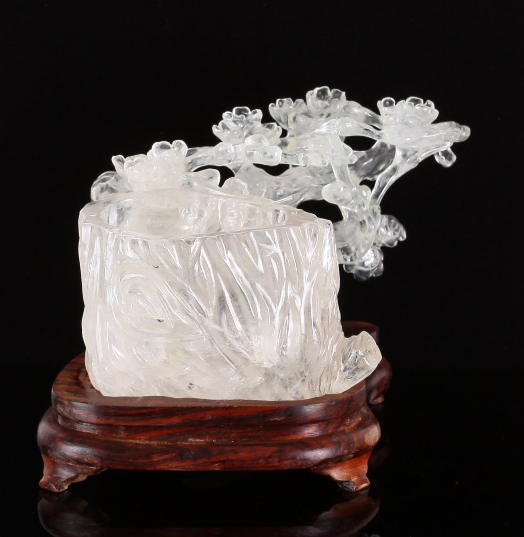 Chinese Rock Crystal Winter Blossom Washer: Chinese Rock Crystal Winter Blossom Washer Condition: a few crack lines Dimension: 7cm H x 14cm W