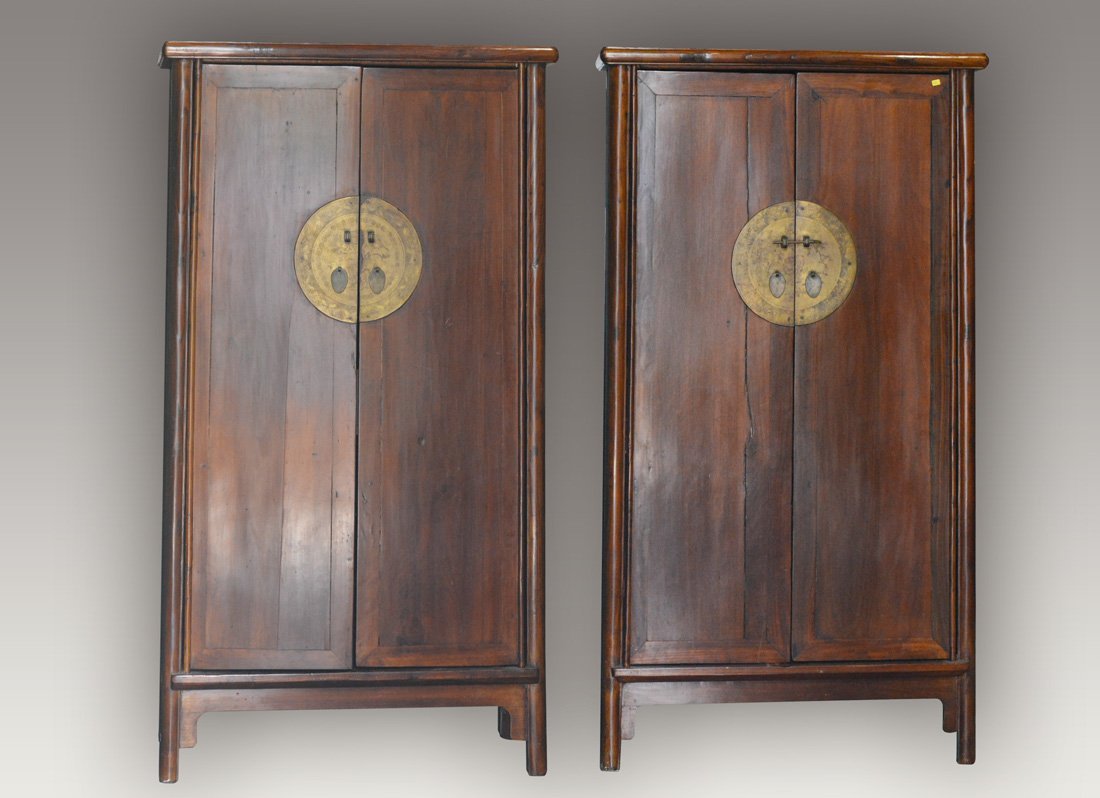 Pair of Chinese Hardwood Cabinet: Pair of Chinese Hardwood Cabinet 19th center or earlier, Provenance: Estate of Alfred Guntermann, New Haven, Ct Dimension: measures 69"h 35.5"w 16"d