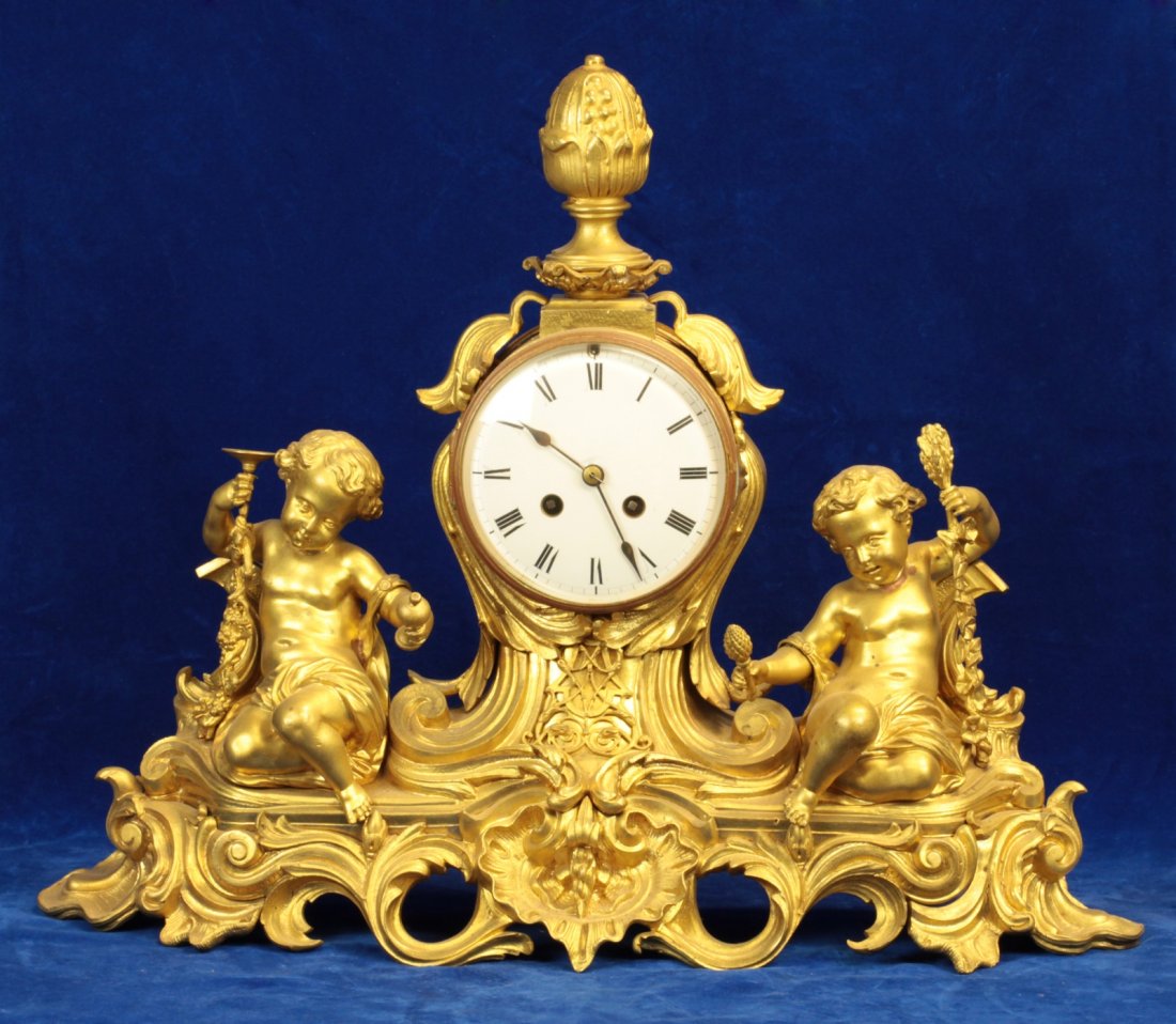 19th C. Dore Bronze Barroco Style Mantle Clock (1 of 6)