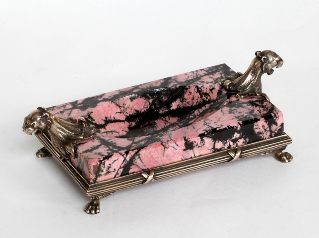 Russian Rhodolite Ash Tray Mounted "84" Silver (1 of 4)