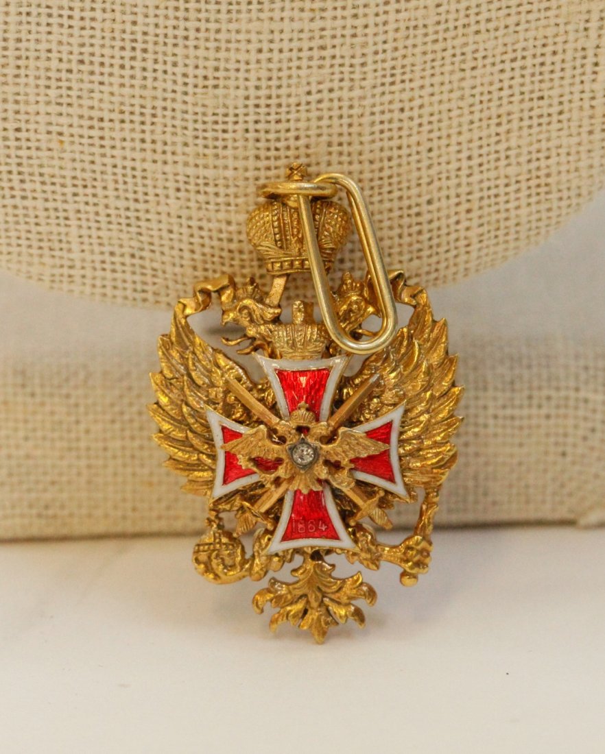 Russian Silver Enameled Medal w/ Rose Cut Diamonds (1 of 5)