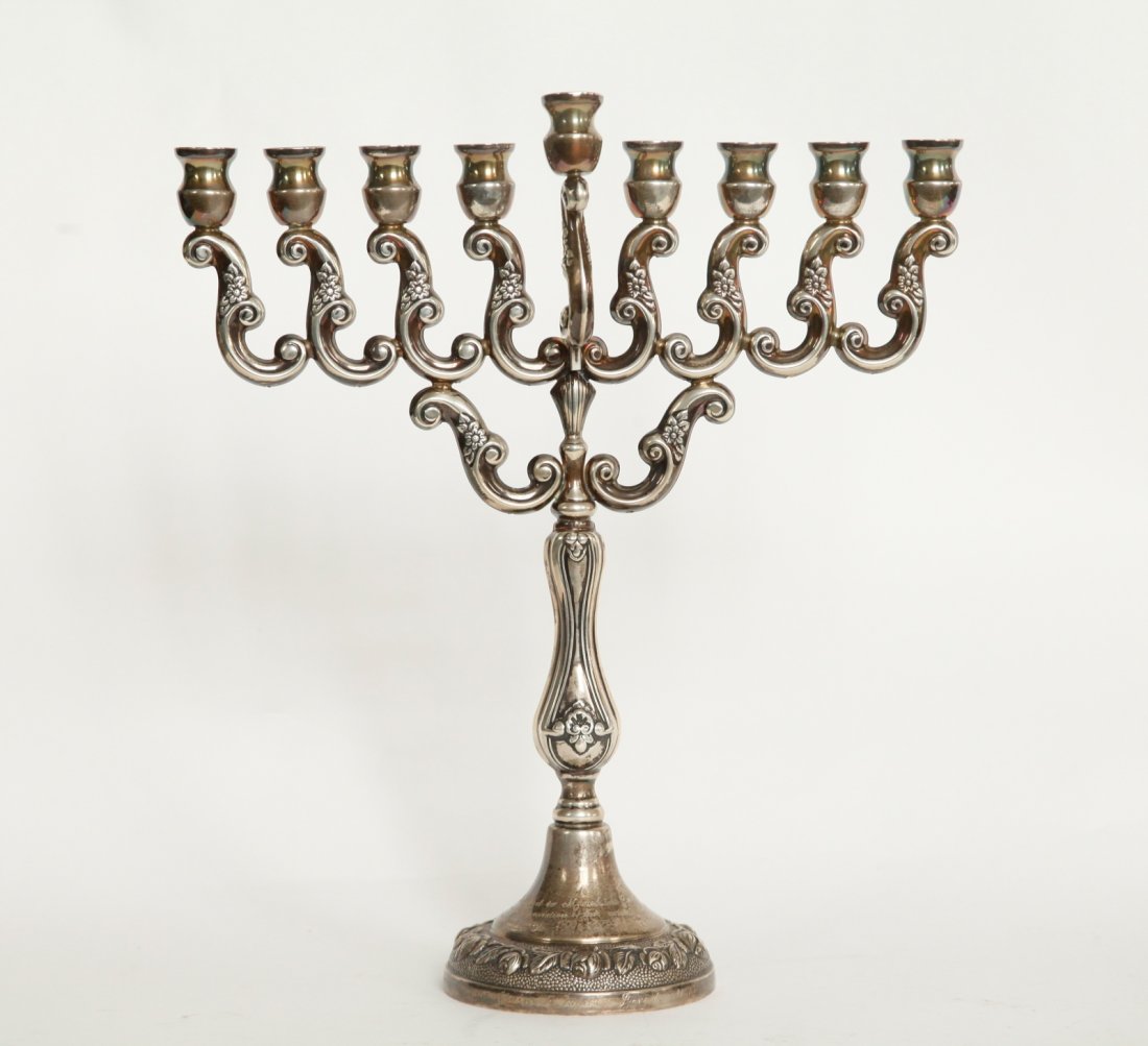 Silver Hanoukia Menorah: Silver Hanoukia Menorah_x000D_ Dimension: 14 1/4 height by 12 1/2 inches width