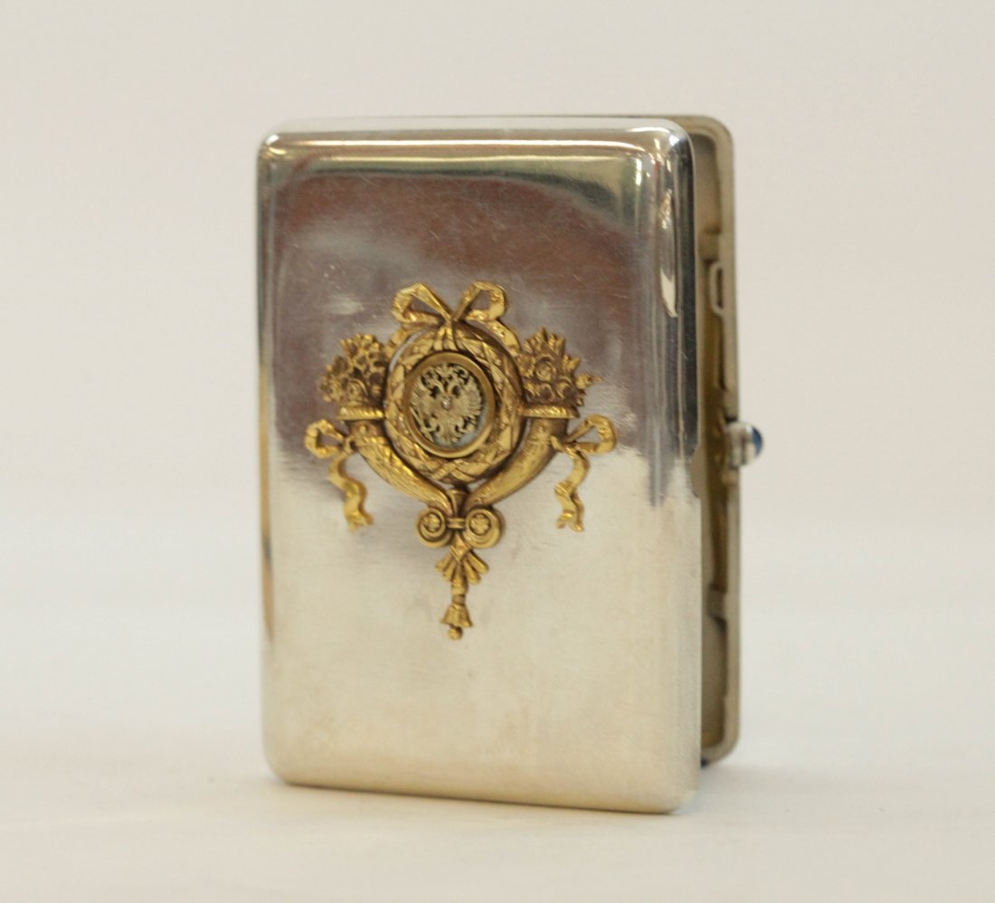 Russian Cigarette Case Inlaid w/ Rosecut Diamond (1 of 5)