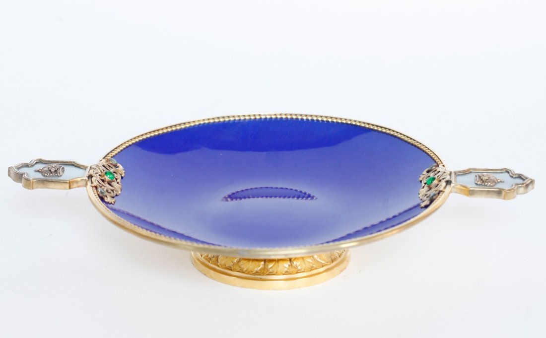 Russian Guilloche Plate Mounted Gemstone& Silver (1 of 4)