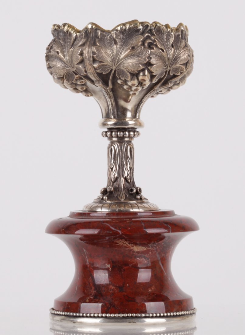 Russian Silver Salt Container on Top of Stone, (1 of 6)