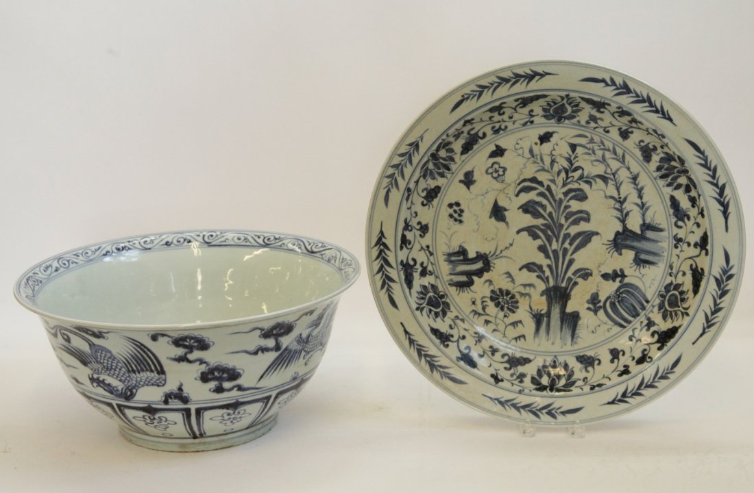 Chinese oversize Porcelain B&W Bowl & Charger (1 of 9)