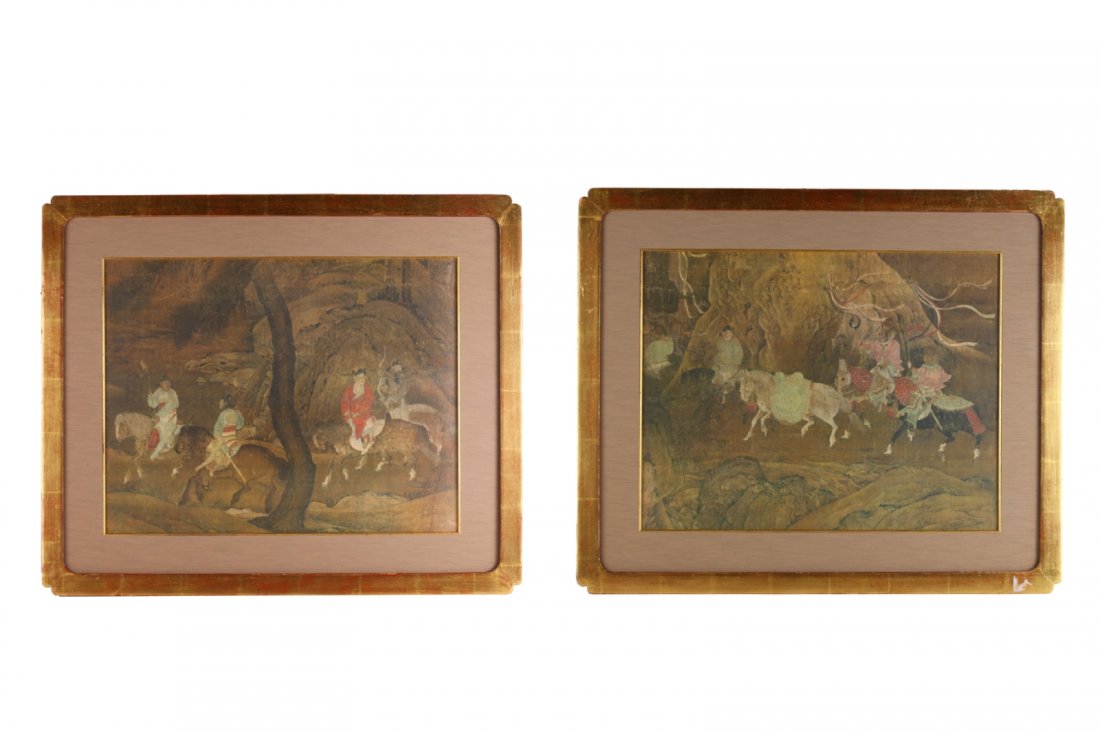 Pair of CH Ink & Color Print Paintings w/ Frame (1 of 7)