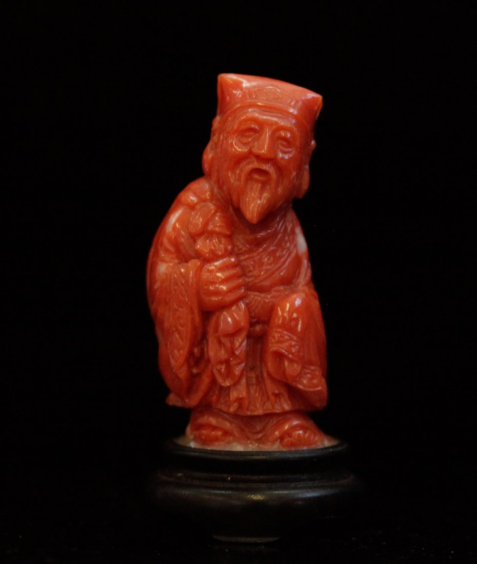 Chinese "Aka" Vintage Coral Carving of A Old Man (1 of 8)
