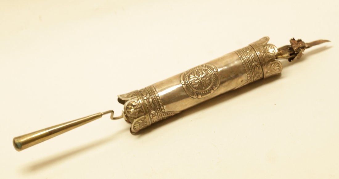 19th C. Silver Cover of a Parchment Scroll Purim (1 of 3)