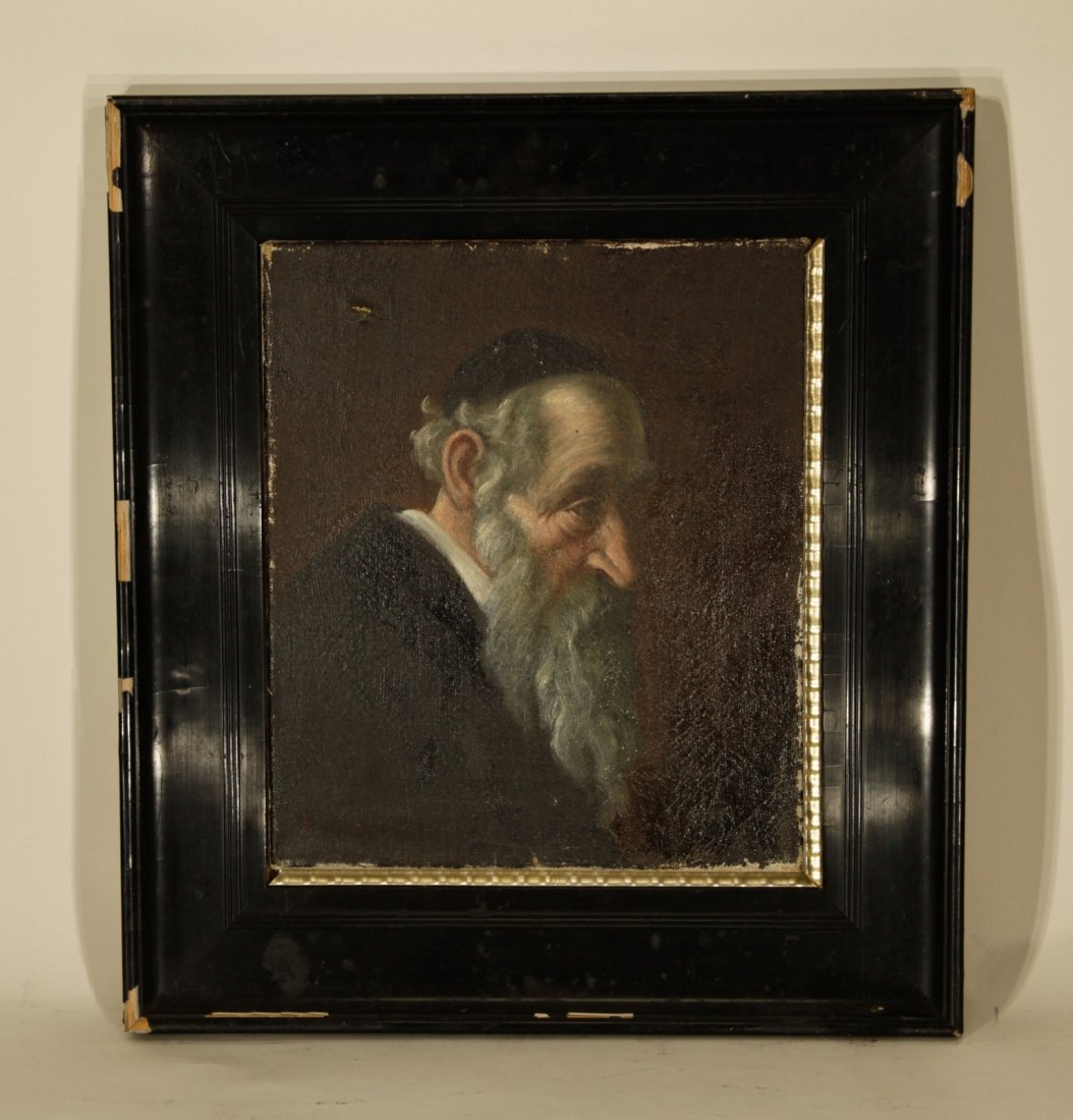 19th  C. Oil on Canvas Signed, Zender  Rabbi P (1 of 4)