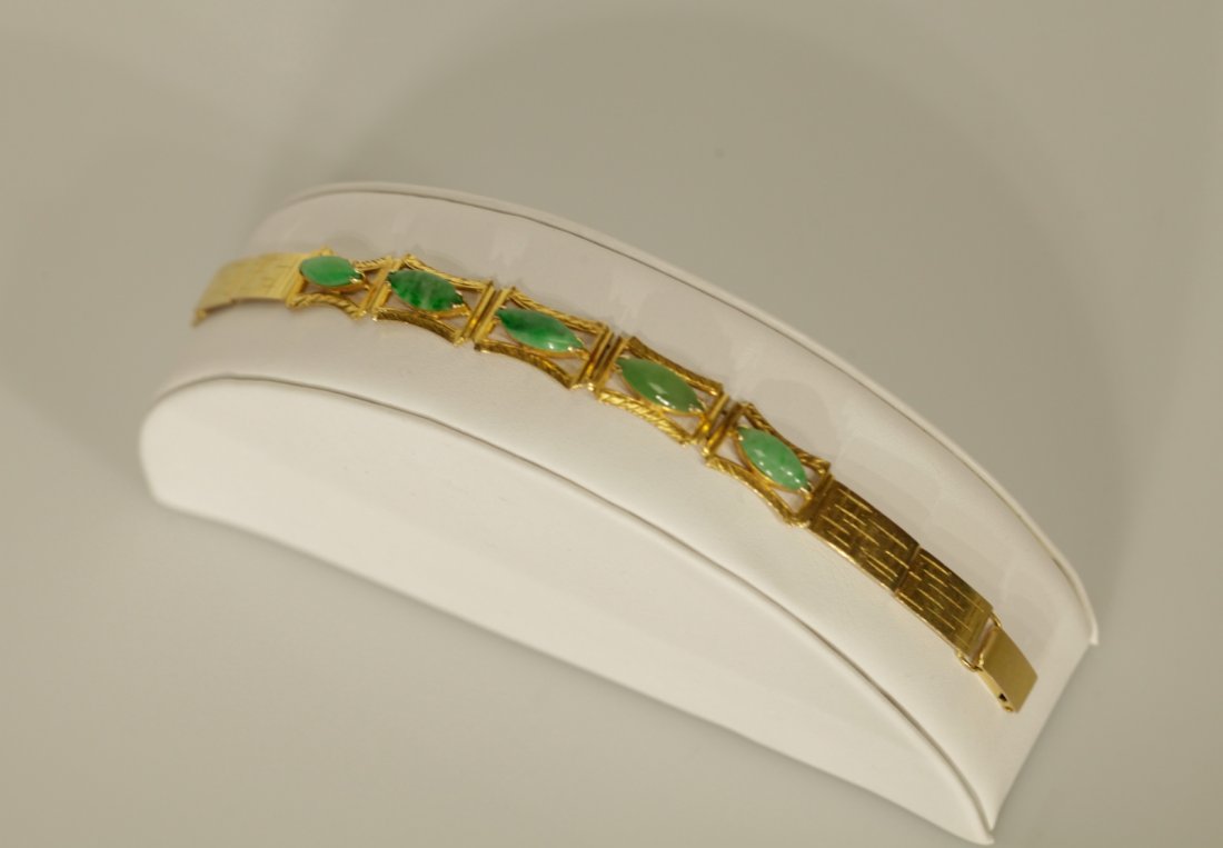 14K Gold Bracelet Inlaid Jadeite (1 of 5)