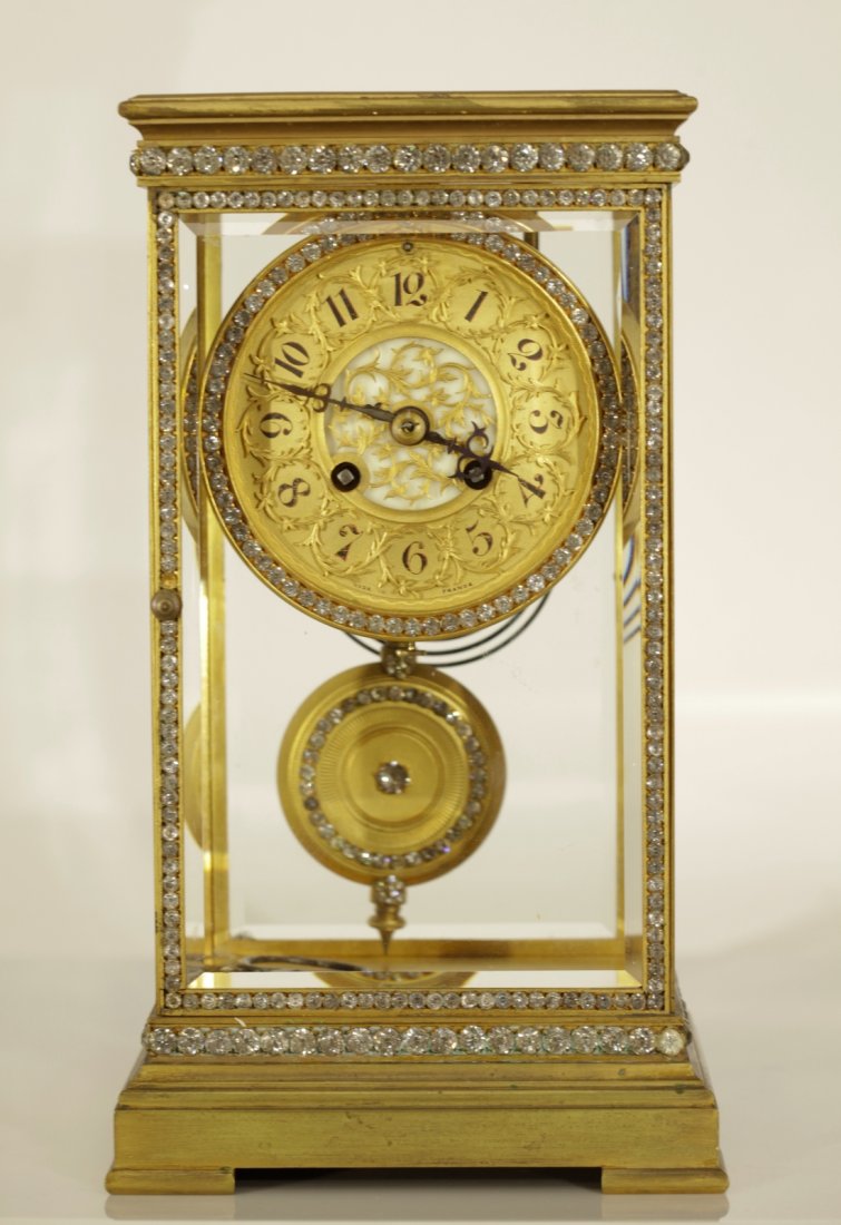 A Late 19th C. Mantle Clock w/ Jewels (1 of 9)