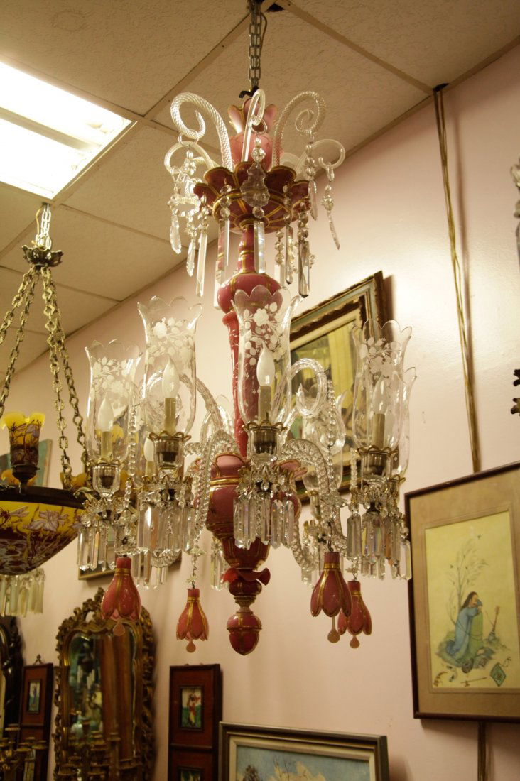 French Baccarat Opaline Crystal 8Lights Chandelier (1 of 10)