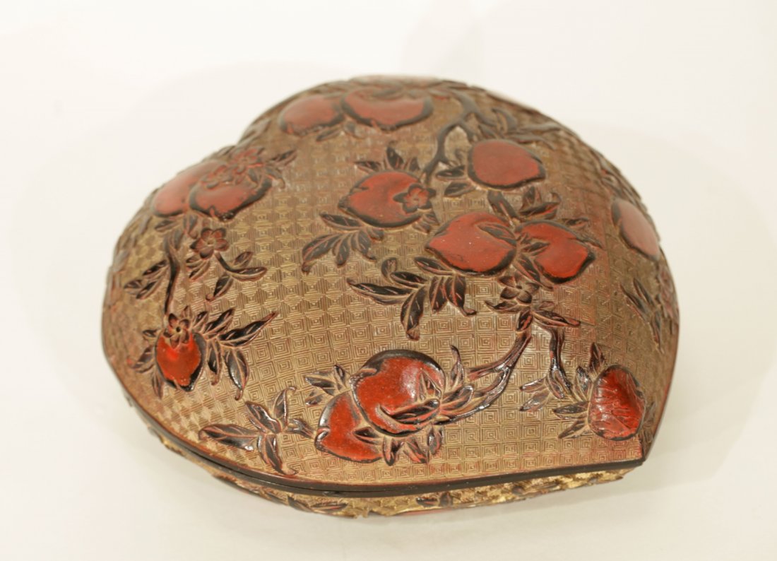 19th C. Chinese Cinnabar Peach Form Box (1 of 9)