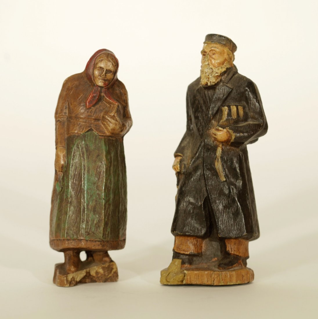 Pair of Jews Figurine Wood Early 20th C. (1 of 6)