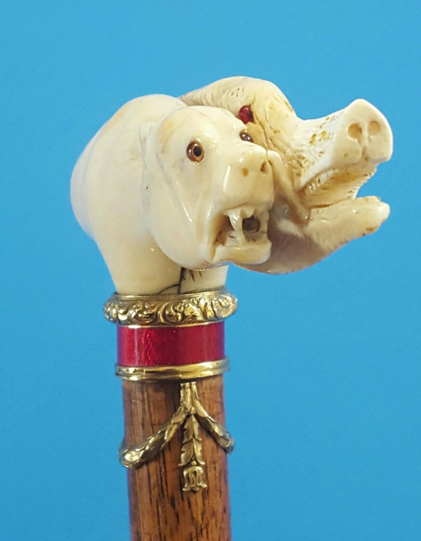 Antique Russian Walking Stick with Carving Handle (1 of 6)