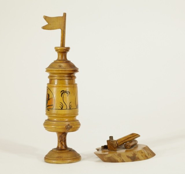 2 Pieces of Olive Wood Objects Lamp & Spice Box (1 of 9)