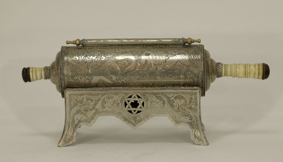 Judaica Old Possible Silver Scroll Holder (1 of 6)