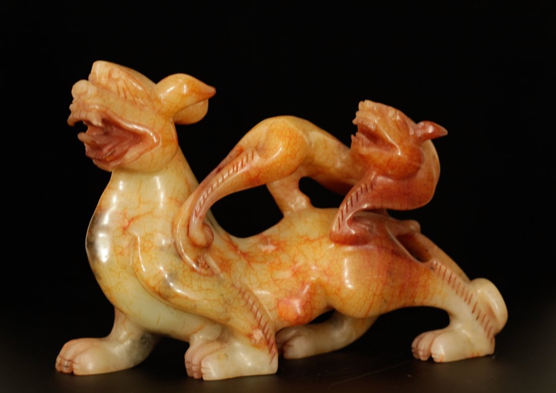 A Soapstone Carving of Two Mysterious Beasts: A Soapstone Carving of Two Mysterious Beasts Condition: very good Dimension: 8 1/2 by 6 inches