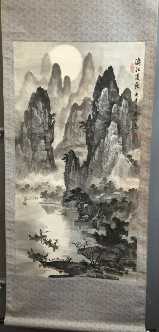 2 Pieces of Chinese Ink/Color Scroll Paintings (1 of 10)