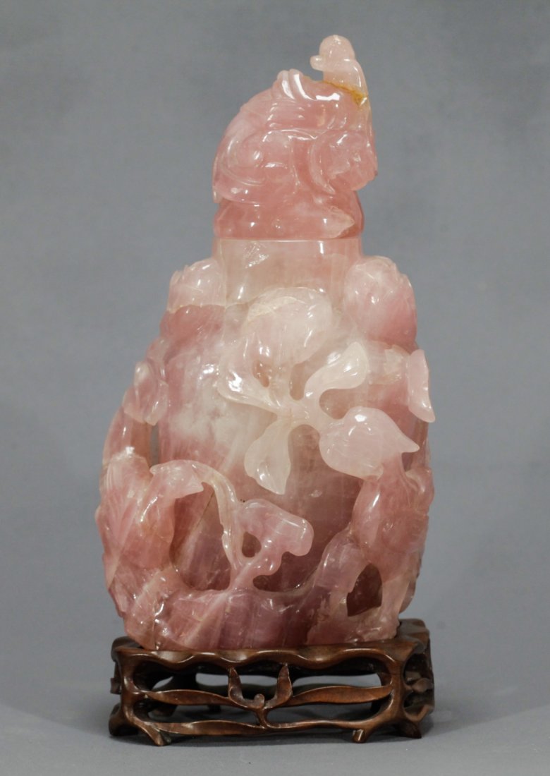 Late 19th Century Chinese Large Rose Quartz Vase (1 of 10)