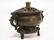 Chinese Bronze Censer w/ Wood Cover Inlaid Silver - 2