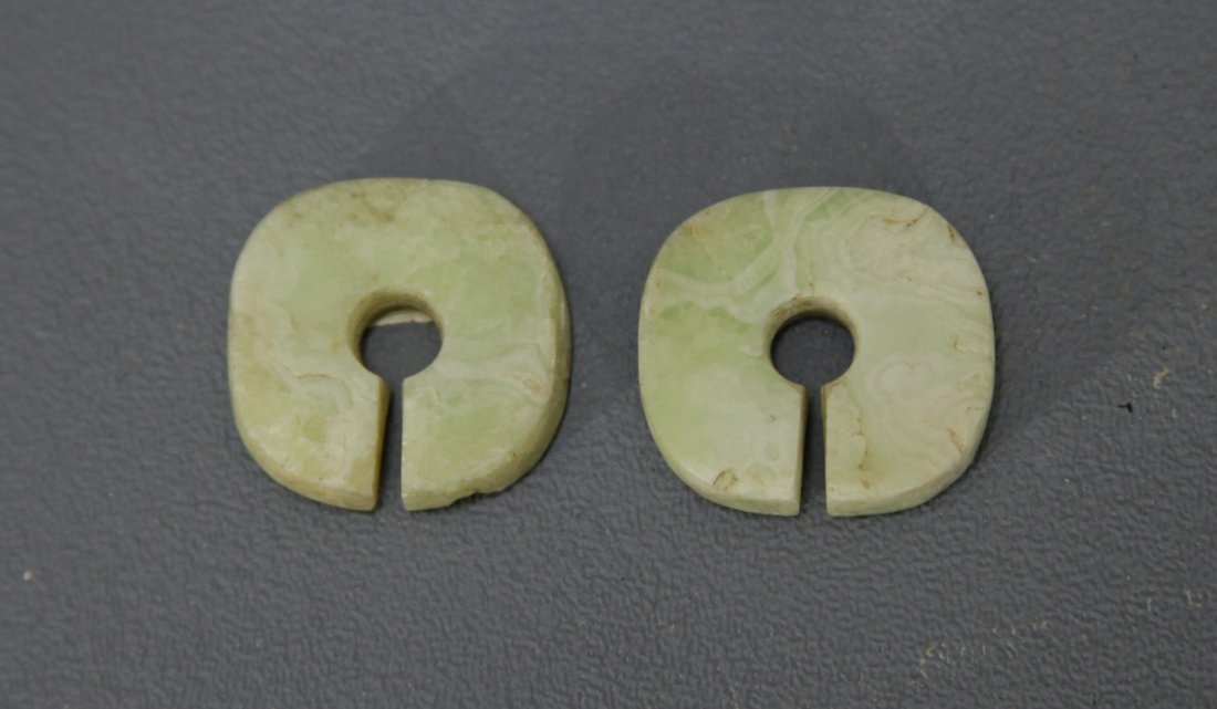 Pair of Green Jade Ear Clips (1 of 2)