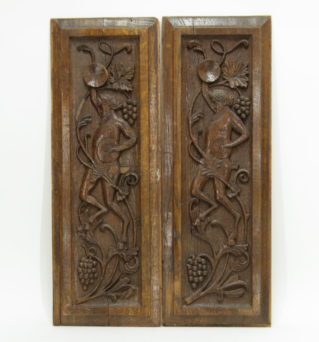 Two Carved Wood European Panels, 1900's (1 of 6)