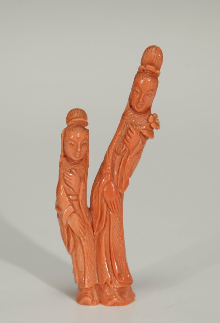 Chinese Coral Carving of Two Ladies (1 of 8)