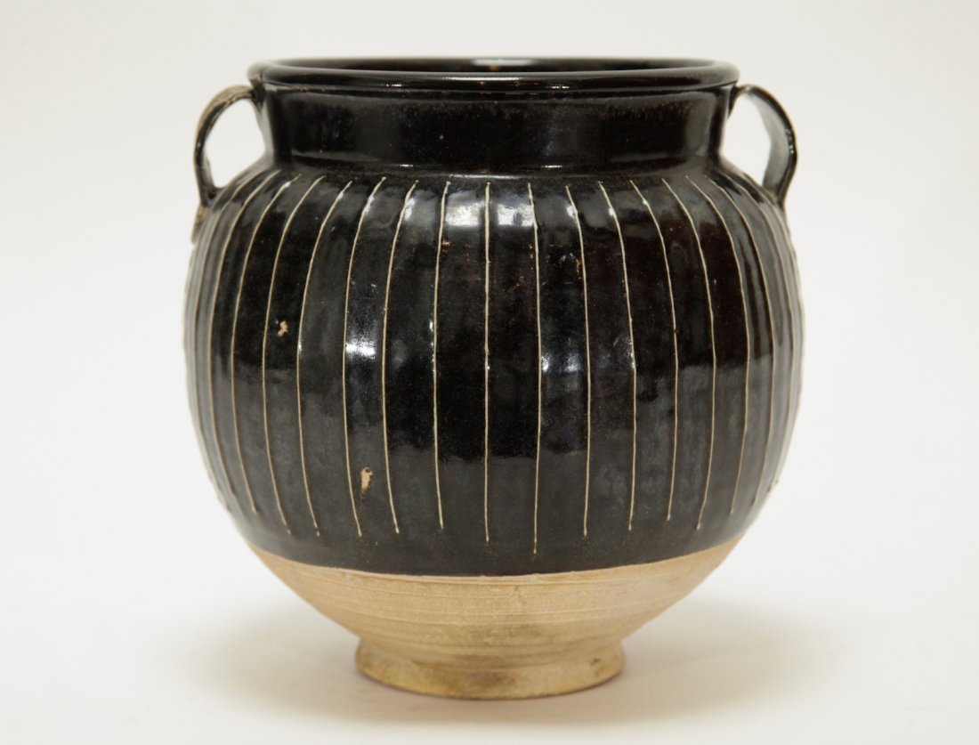 A Black-Ribbed and White Stripe Glazed Jar (1 of 7)