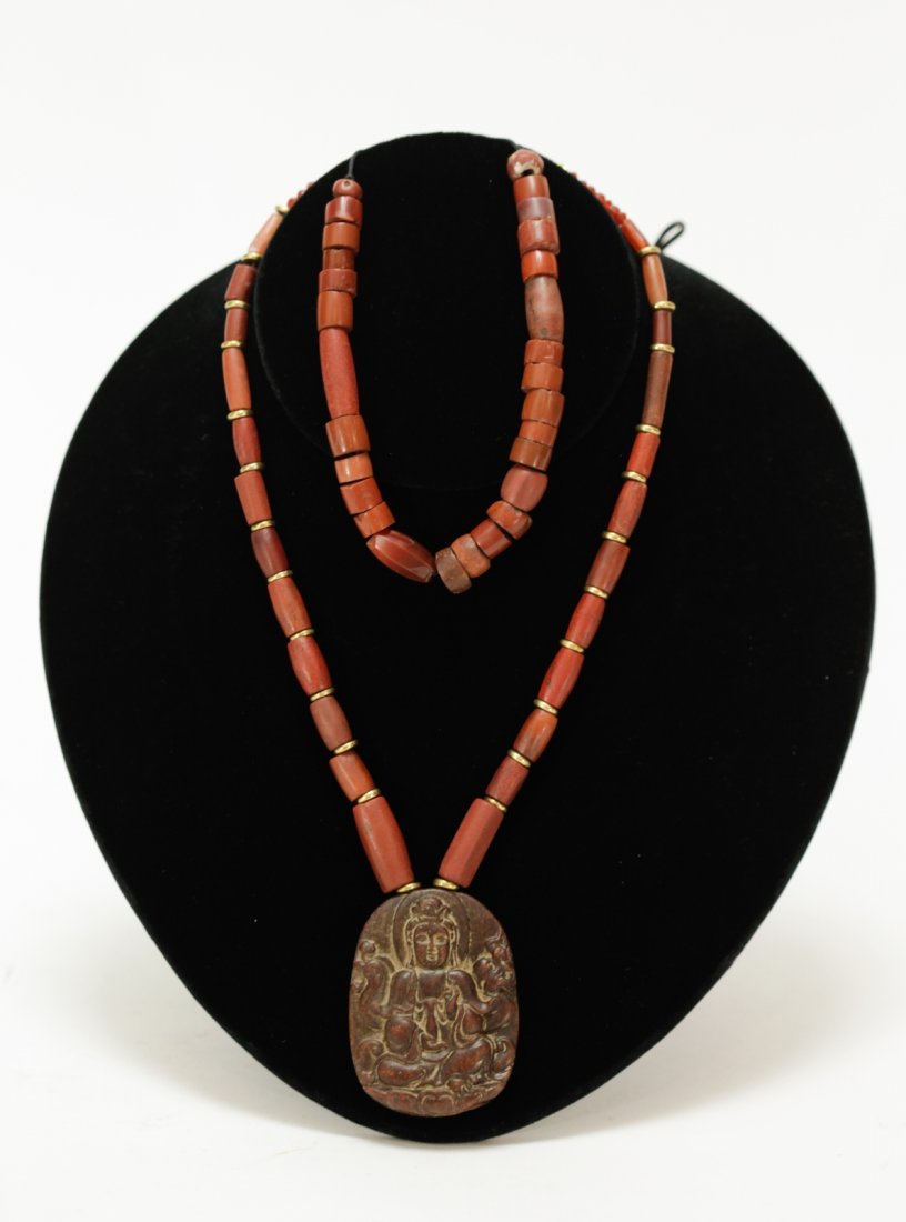 Set of Ancient Red Jasper Stone and Agate Necklace (1 of 10)