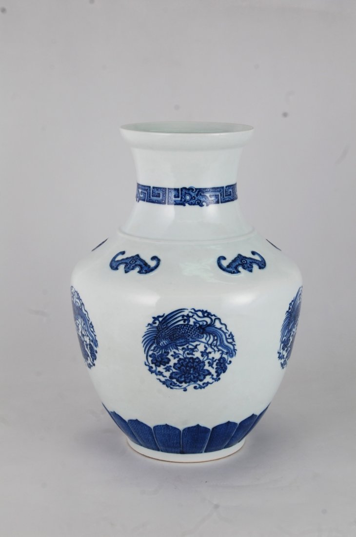 Chinese Blue/White Porcelain Vase, Marked (1 of 8)