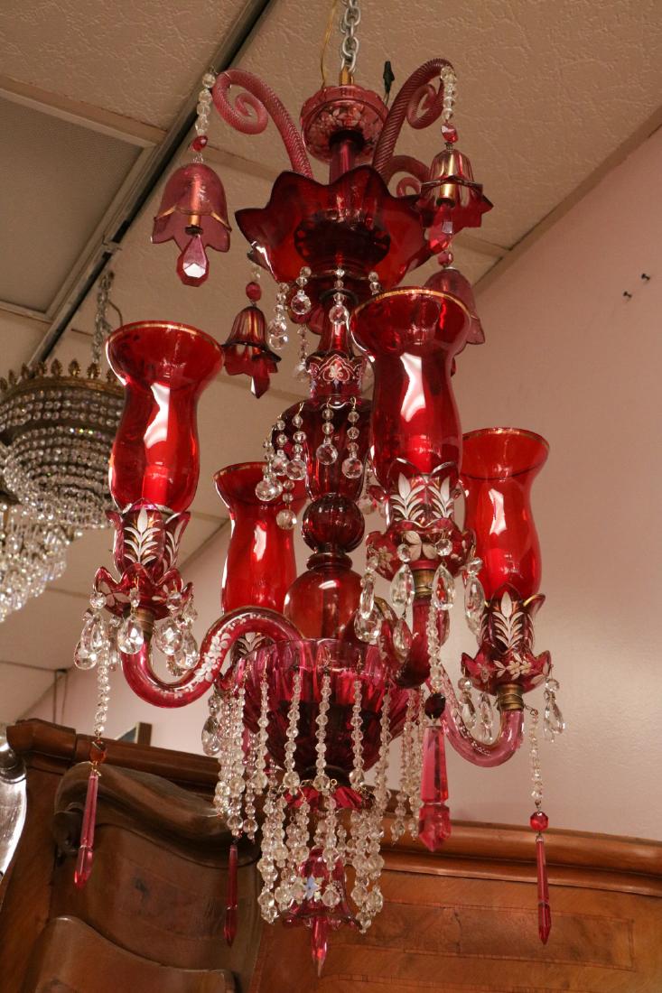 Bohemian Ruby Red Glass Chandelier Bohemian Ruby Red Glass Chandelier