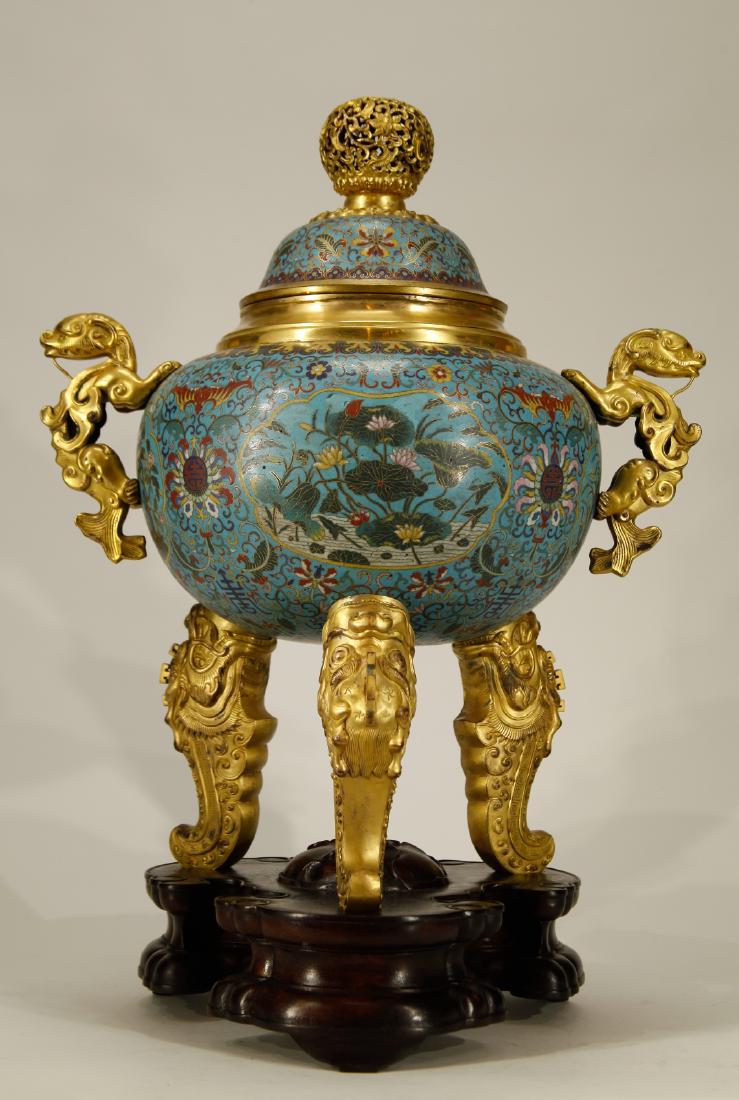 19th C.  Cloisonne Enamel Incense Burner (1 of 9)