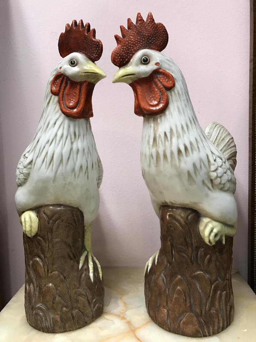Pair of Chinese Porcelain Roosters (1 of 4)
